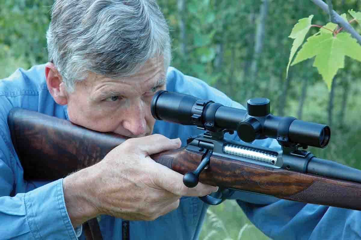 This smooth-cycling Sauer 101 in 9.3x62mm has iron sights and a handsome stock. It shoots into 1-MOA.